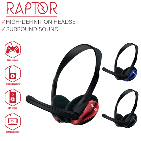 Cuffia filare da Gaming Raptor - Blu con Microfono