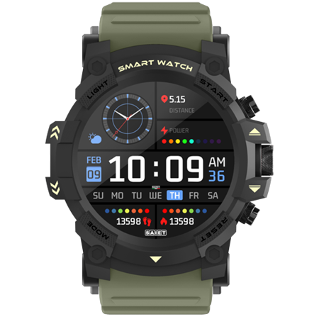 Saiet Smartwatch IP68 Rugged STW02 Nero/Verde Warrior