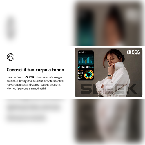 Smartwatch 18mm SGS Sleek con Funzione Telefono - Beige