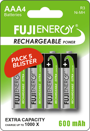 FujiEnergy - Batterie MiniStilo Ricaricabili AAA 4x - 600 mAh
