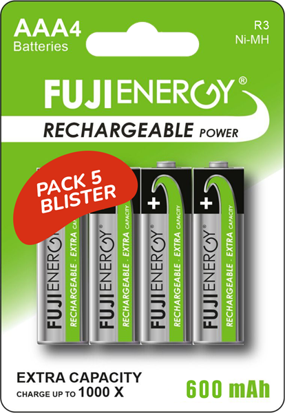 FujiEnergy - Batterie MiniStilo Ricaricabili AAA 4x - 600 mAh
