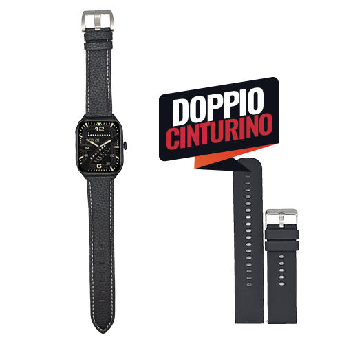 Smartwatch SGS Square LINK Doppio Cinturino Sml Pelle Black + BK
