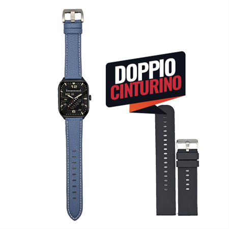 Smartwatch SGS Square LINK Doppio Cinturino Sml Pelle Blue + BK