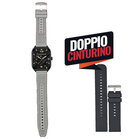 Smartwatch SGS Square LINK Doppio Cinturino Nylon Grey + BK
