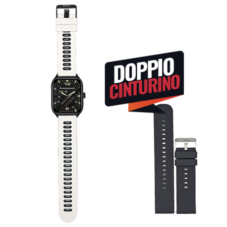 Smartwatch SGS Square LINK Doppio Cinturino Sport White + BK