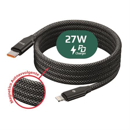 BRAID Cavo Magnetico PD27w Dati/Carica Typec/Lightning 1 Metro